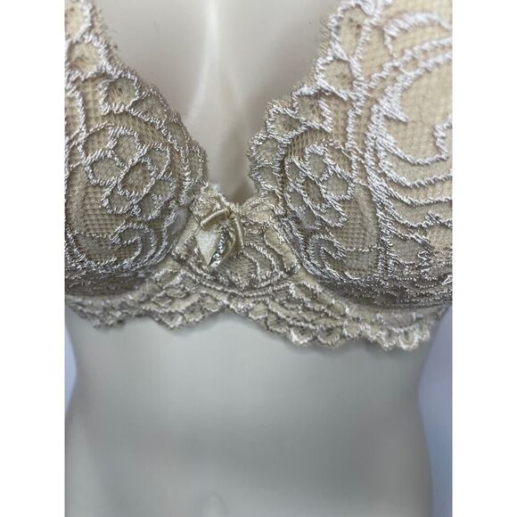 Smart & Sexy Push Up Bra 34C Add 2 Cup Sizes Buff Lace Underwire Padded Feminine - Picture 3 of 9